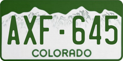 CO license plate AXF645