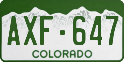 CO license plate AXF647