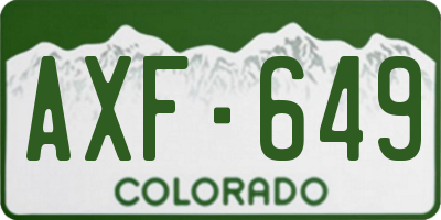 CO license plate AXF649