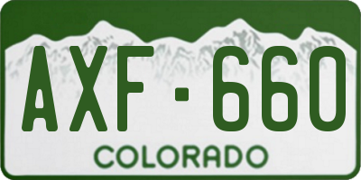 CO license plate AXF660