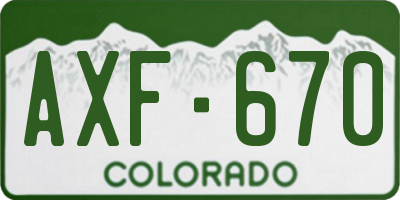 CO license plate AXF670