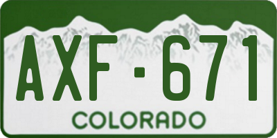 CO license plate AXF671