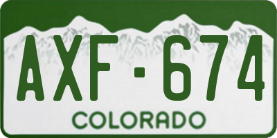 CO license plate AXF674