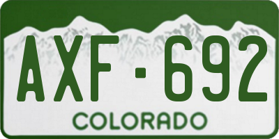 CO license plate AXF692