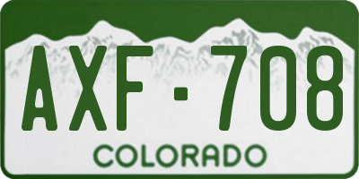 CO license plate AXF708