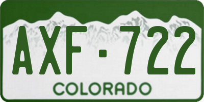 CO license plate AXF722