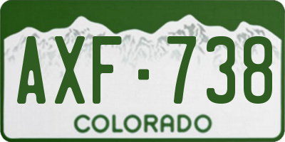 CO license plate AXF738
