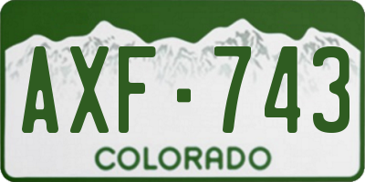 CO license plate AXF743