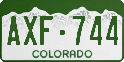 CO license plate AXF744
