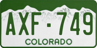 CO license plate AXF749
