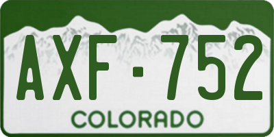 CO license plate AXF752