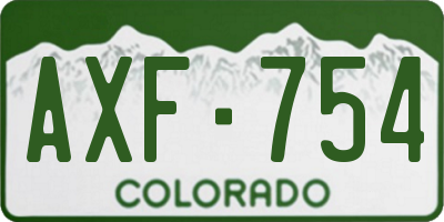CO license plate AXF754