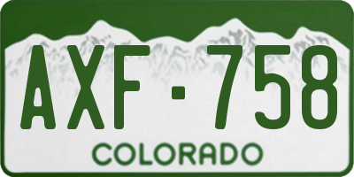 CO license plate AXF758