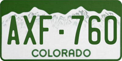 CO license plate AXF760