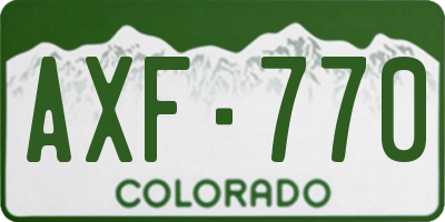CO license plate AXF770
