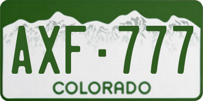 CO license plate AXF777