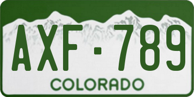 CO license plate AXF789