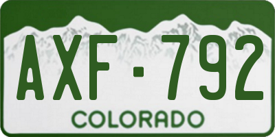 CO license plate AXF792