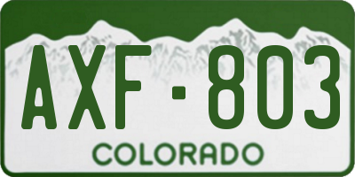 CO license plate AXF803
