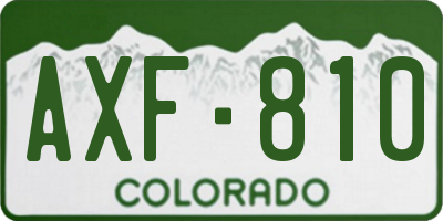 CO license plate AXF810