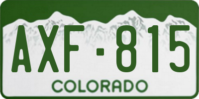 CO license plate AXF815