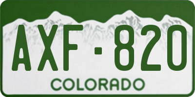 CO license plate AXF820