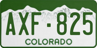 CO license plate AXF825