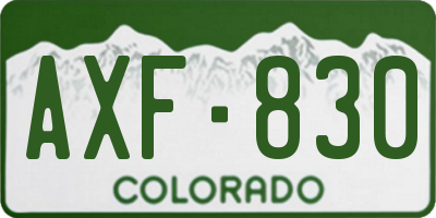CO license plate AXF830