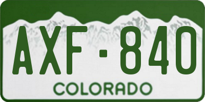 CO license plate AXF840