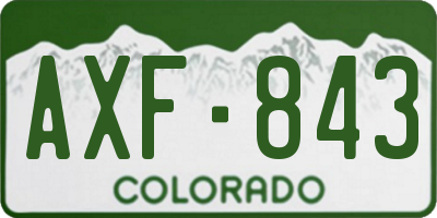 CO license plate AXF843
