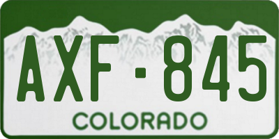 CO license plate AXF845