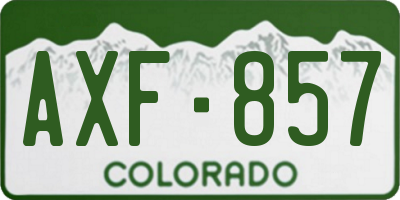 CO license plate AXF857