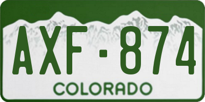 CO license plate AXF874