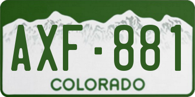 CO license plate AXF881