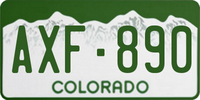 CO license plate AXF890