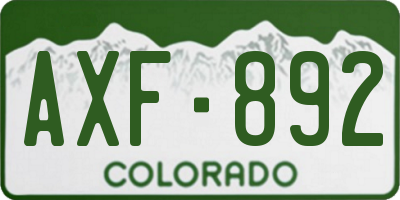 CO license plate AXF892