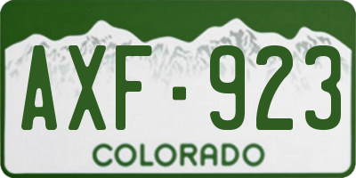 CO license plate AXF923
