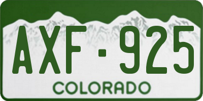 CO license plate AXF925