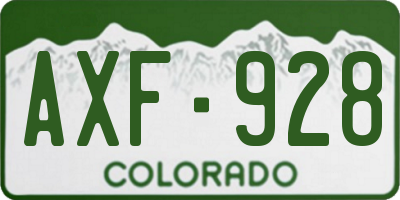 CO license plate AXF928