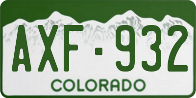 CO license plate AXF932