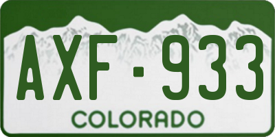 CO license plate AXF933