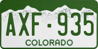 CO license plate AXF935