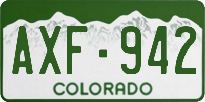 CO license plate AXF942