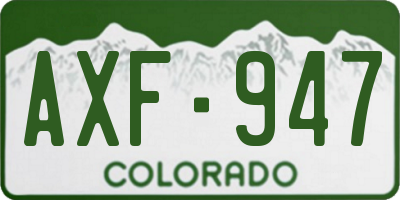 CO license plate AXF947