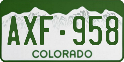 CO license plate AXF958