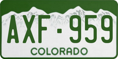 CO license plate AXF959