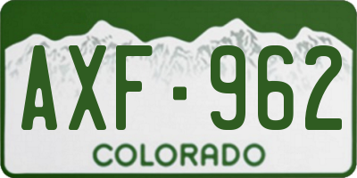 CO license plate AXF962