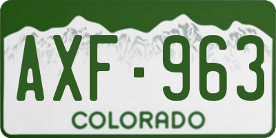 CO license plate AXF963