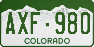CO license plate AXF980