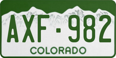 CO license plate AXF982